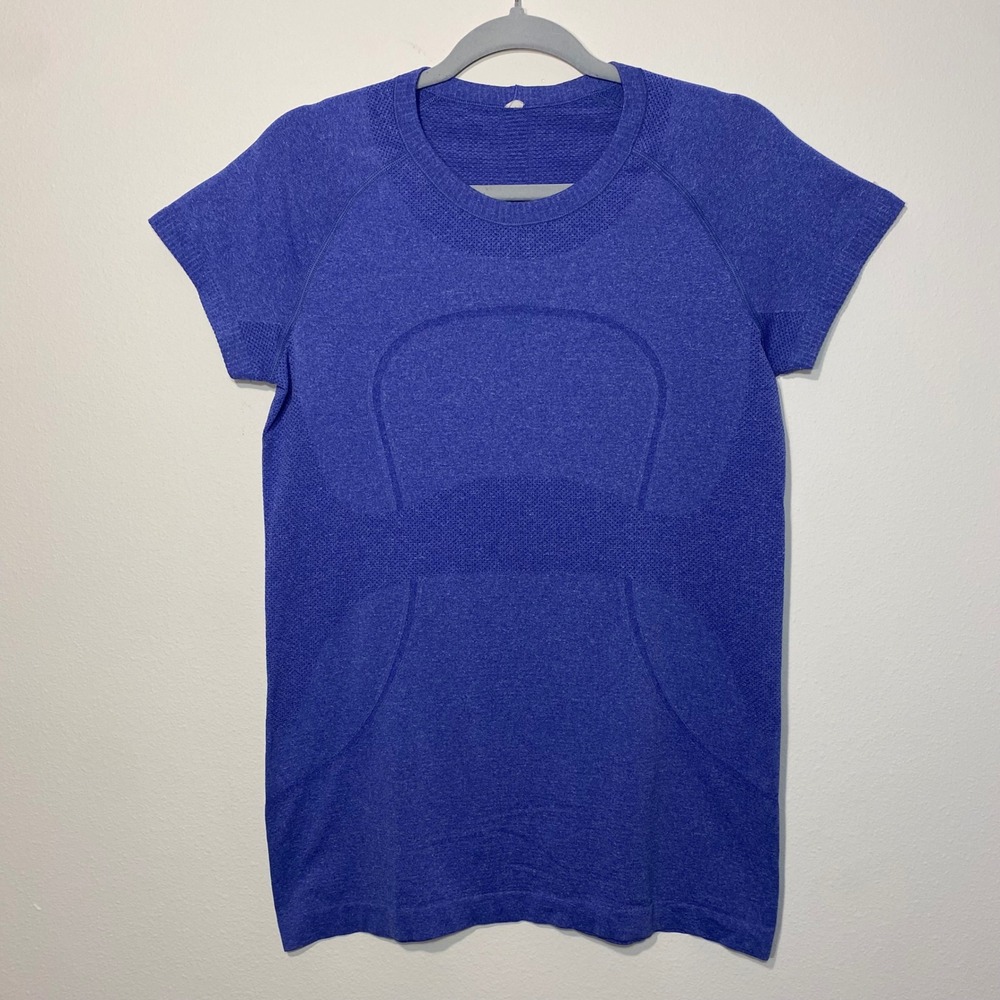 LULULEMON Run Swiftly Tech Short Sleeve Size 10 Violet Blue Light Base Layer Gym